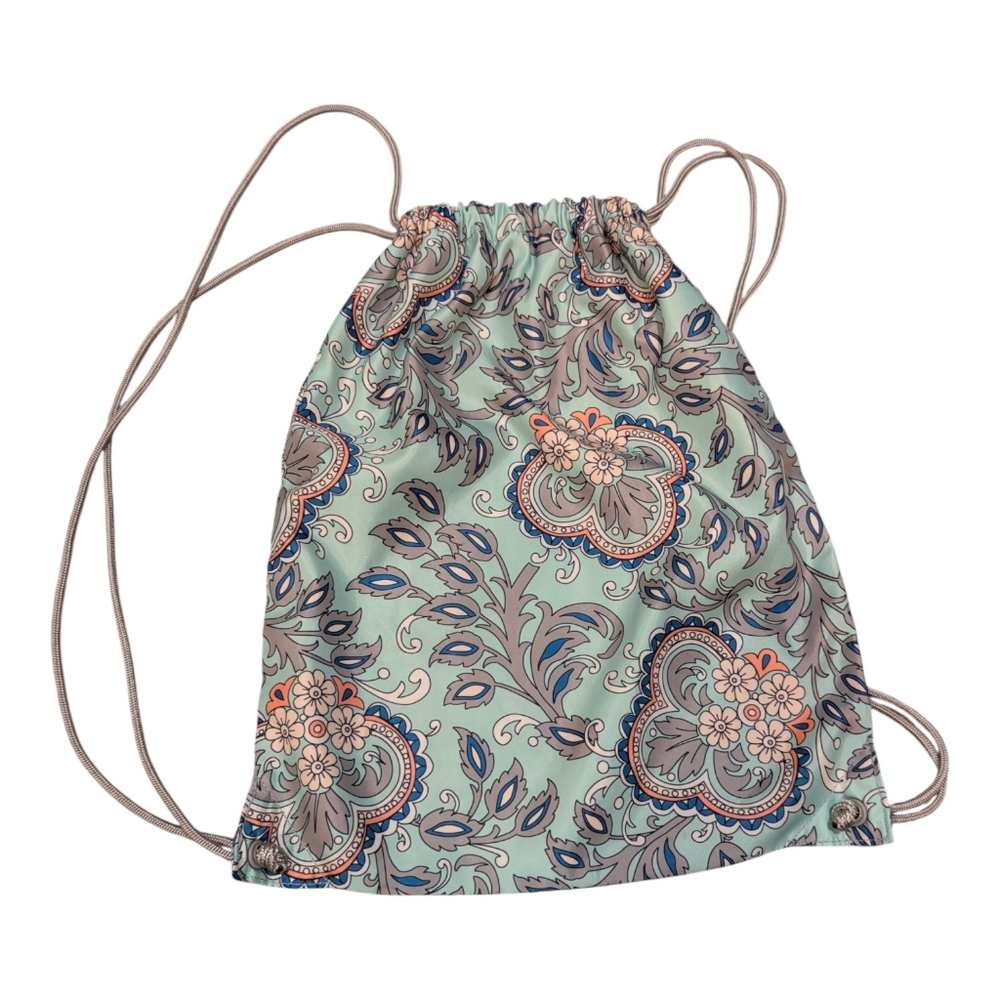 Vera Bradley Mint Green Paisley Drawstring Backpack with Floral Accents - Picture 2 of 5